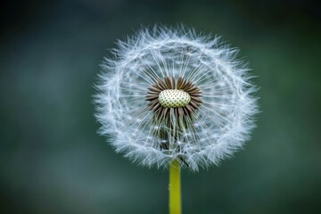 Serene dandelion seed head on soft green background