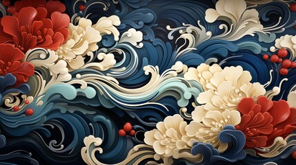 a pattern inspired by traditional Japanese kimono s.