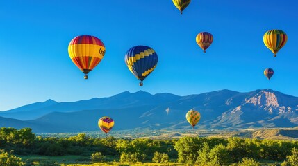 Obraz premium A field of colorful hot air balloons is flying in the sky