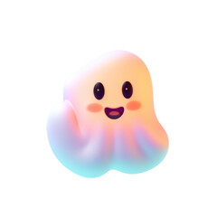 3d render of cute ghost isolated on transparent background