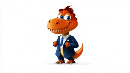 A cartoon dinosaur wearing a suit and tie
