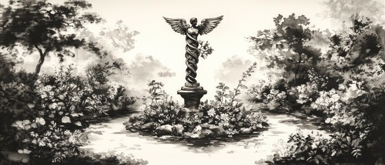 Serpent and Staff Caduceus Healing Garden Various Hermeticism, Greek Mythology Religion Spiritual Symbol