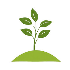 Obraz premium A vibrant green plant sprouting from a soil mound, symbolizing growth, life, and nature's beauty in a simple design. transparent background