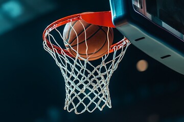 basketball hoop and ball in the net