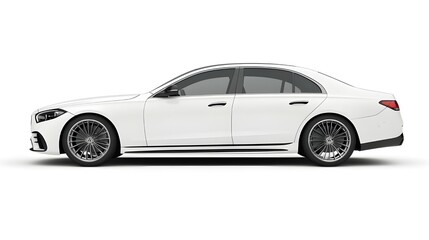Obraz premium White luxury sedan car isolated on white background, detailed photo, png.
