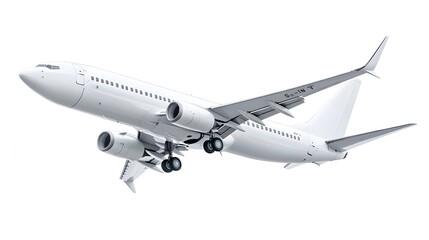 Obraz premium White passenger airplane isolated on white background, detailed photo, png. 