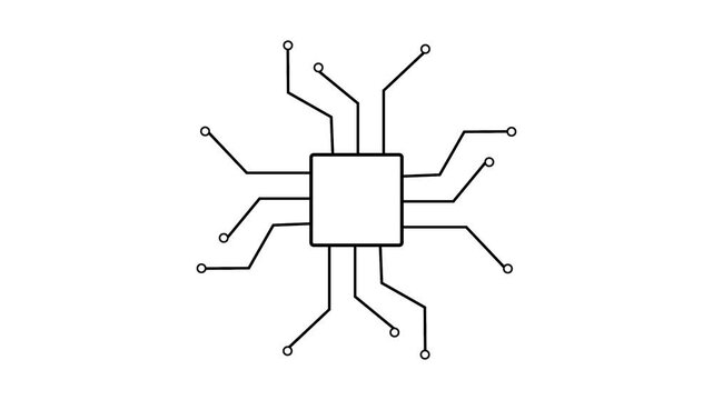 Animation of Technology computer processor icon, simple logotype CPU icon conceptual background.