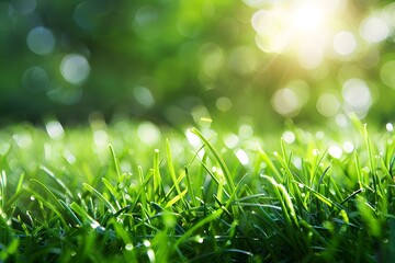 Obraz premium An image showcasing a beautiful green grass background, featuring a lush and vibrant grassy field.