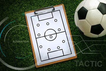 Soccer football tactic; Football strategy; Game formation on board; football coach training