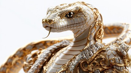 A gold and white snake with a diamond pattern on its body