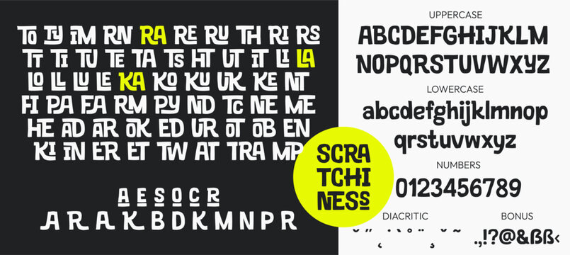 Urban funny alphabetic font. Minimalistic modern urban fonts for logos, brands, etc. High-quality typographic font in upper and lower case, with numbers and diacritics. Vector illustration