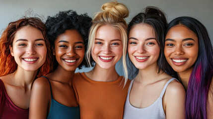 Obraz premium A group of five women with different hair colors