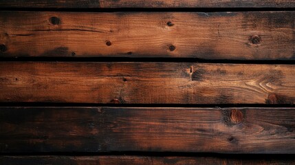 Naklejka premium Richly textured wooden planks featuring deep brown hues, ideal for rustic designs and natural aesthetics.