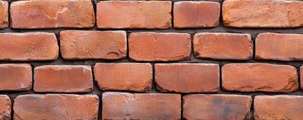 A close-up view of a classic red brick wall, showcasing the texture and pattern of the bricks, perfect for architectural designs.