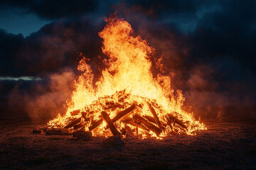 Fototapeta premium Bonfire with high flames