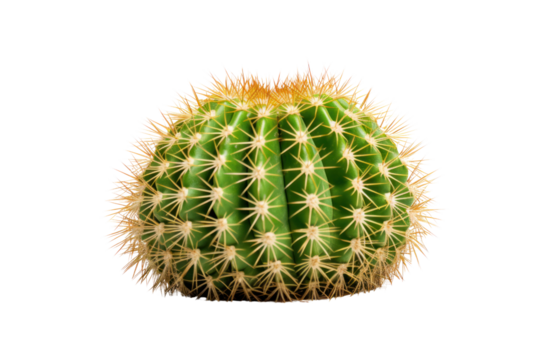 A cactus with a thorn-like shape and adapted to the desert, isolated on a white background.