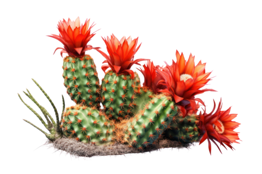 A cactus with a thorn-like shape and adapted to the desert, isolated on a white background.