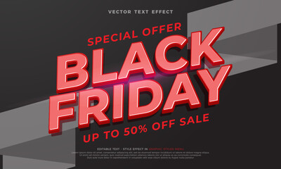 Black friday vector sale banner with editable three dimension style