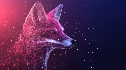 Futuristic fox visualization with geometric elements
