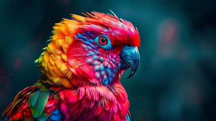 Fototapeta premium A vibrant parrot with colorful plumage, showcasing the beauty of wildlife.