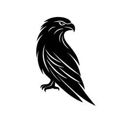 Fototapeta premium Elegant silhouette of a hawk, symbolizing freedom and strength, perfect for wildlife and nature-themed projects. transparent background