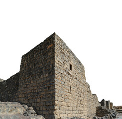 Ruins of Azraq Castle (Qasr al-Azraq) is a crusader castle (300AD),  central-eastern Jordan, 100 km east of Amman, Jordan. On white background