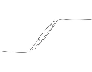 Obraz premium Continuous one line drawing of fountain pen. Fountain pen line art vector illustration. Editable outline