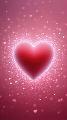 Red hearts with pink bokeh abstract background and starfield dust.