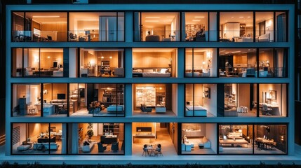 Glimpses of Lives A Grid of Windows Reveals the Secrets Within a Modern Building