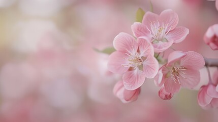 Obraz premium Soft, fading blossoms with gentle transitions in color, blending seamlessly into a peaceful, blurred backdrop.