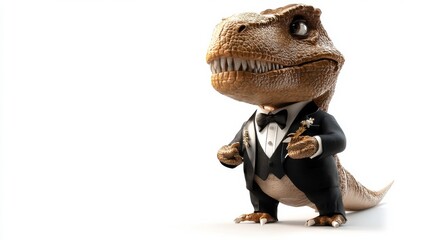 A dinosaur dressed in a suit and tie