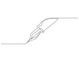 Continuous one line drawing of fountain pen. Fountain pen line art vector illustration. Editable outline