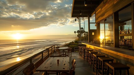 Fototapeta premium Perfect happy hour location overlooking the ocean beach