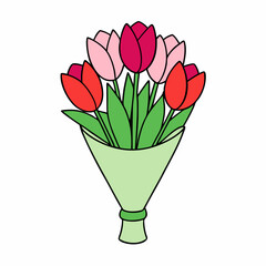 Tulip Bouquet Vector Design on White