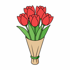 Tulip Bouquet Vector Design on White