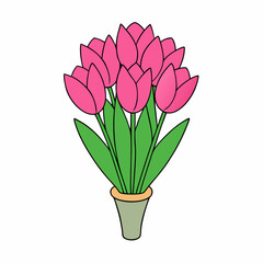 Tulip Bouquet Vector Design on White