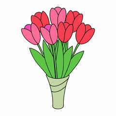 Tulip Bouquet Vector Design on White