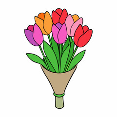 Tulip Bouquet Vector Design on White