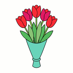 Tulip Bouquet Vector Design on White