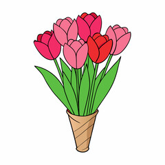 Tulip Bouquet Vector Design on White