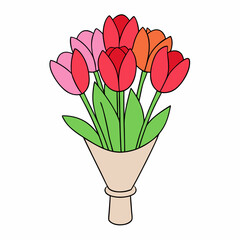 Tulip Bouquet Vector Design on White