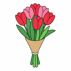 Tulip Bouquet Vector Design on White