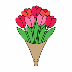 Tulip Bouquet Vector Design on White