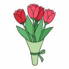 Tulip Bouquet Vector Design on White