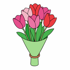 Tulip Bouquet Vector Design on White