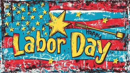 Obraz premium Illustration of Happy Labor Day text background