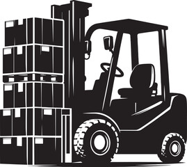 Industrial forklift lifting silhouette vector illustration isolated on a white background
