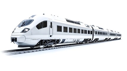 Naklejka premium White luxury train isolated on white background, detailed photo, png.