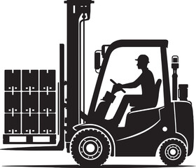 Industrial forklift lifting silhouette vector illustration isolated on a white background