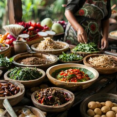 Fototapeta premium Traditional Culinary Delights Being Prepared for the National Food Festival